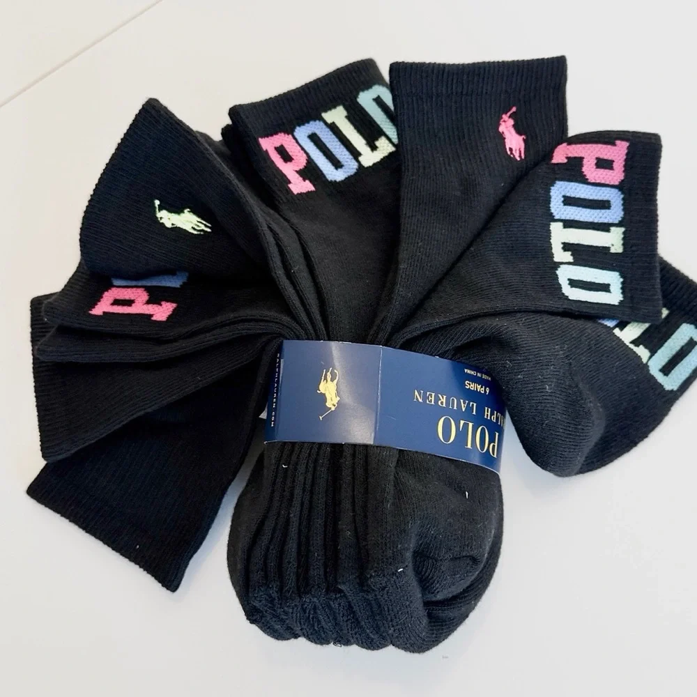 Polo Ralph Lauren Men`s Half Cushioned No Show Socks 6 Pack